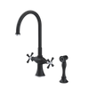 Rubinet Two Handle Single Hole Kitchen Set with Hand Spray Matt Black