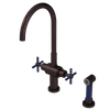 Rubinet Two Handle Single Hole Kitchen Set with LaSalle Spout with Hand Spray Oil Rubbed Bronze