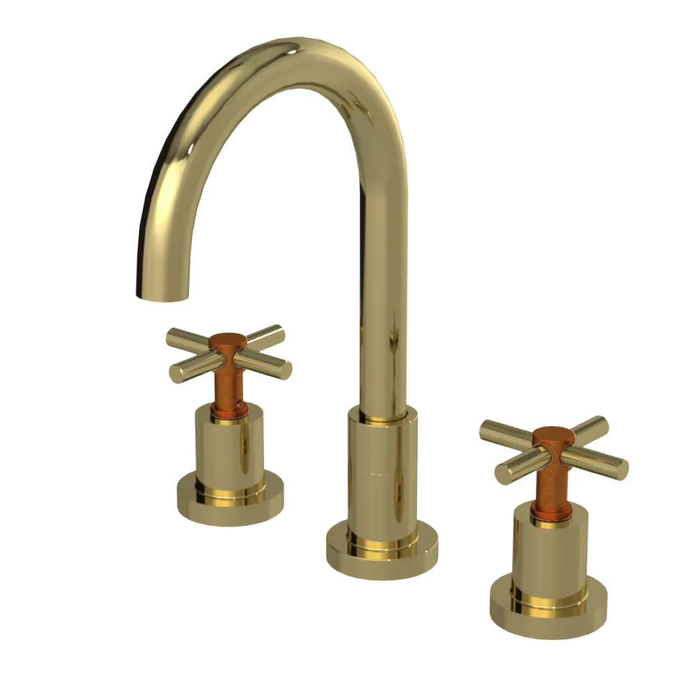 Rubinet Widespread Kitchen Set with LaSalle Spout Natural Brass