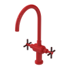 Rubinet Two Handle Single Hole Kitchen Set with LaSalle Spout Red