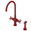Rubinet Two Handle Single Hole Kitchen Set with LaSalle Spout with Hand Spray Maroon