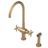 Rubinet Two Handle Single Hole Kitchen Set with LaSalle Spout with Hand Spray Satin Gold