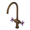 Rubinet Two Handle Single Hole Kitchen Set with LaSalle Spout Tuscan Brass