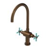 Rubinet Two Handle Single Hole Kitchen Set with LaSalle Spout Tuscan Brass
