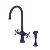 Rubinet Two Handle Single Hole Kitchen Set with Hand Spray Midnight Blue