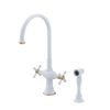 Rubinet Two Handle Single Hole Kitchen Set with Hand Spray Matt White