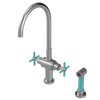 Rubinet Two Handle Single Hole Kitchen Set with LaSalle Spout with Hand Spray Satin Nickel