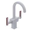 Rubinet Single Hole Dual Handle Lav. Set. (less drain) White