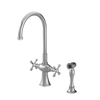 Rubinet Two Handle Single Hole Kitchen Set with Hand Spray Satin Nickel