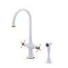 Rubinet Two Handle Single Hole Kitchen Set with Hand Spray Matt White