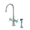 Rubinet Two Handle Single Hole Kitchen Set with Hand Spray Polished Nickel