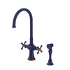 Rubinet Two Handle Single Hole Kitchen Set with Hand Spray Midnight Blue
