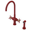 Rubinet Two Handle Single Hole Kitchen Set with LaSalle Spout with Hand Spray Maroon