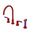 Rubinet Widespread Kitchen Set with Hand Spray Maroon
