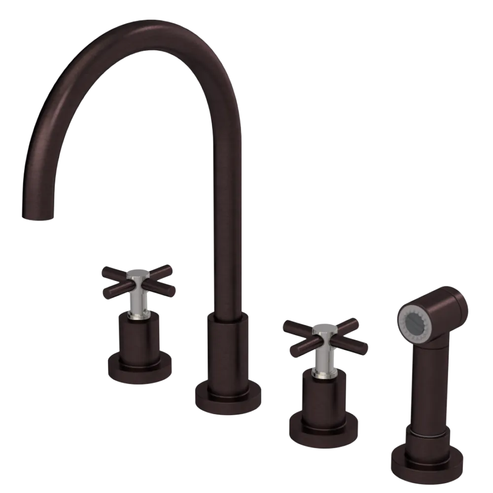 Rubinet Widespread Kitchen Set with LaSalle Spout with Hand Spray Oil Rubbed Bronze