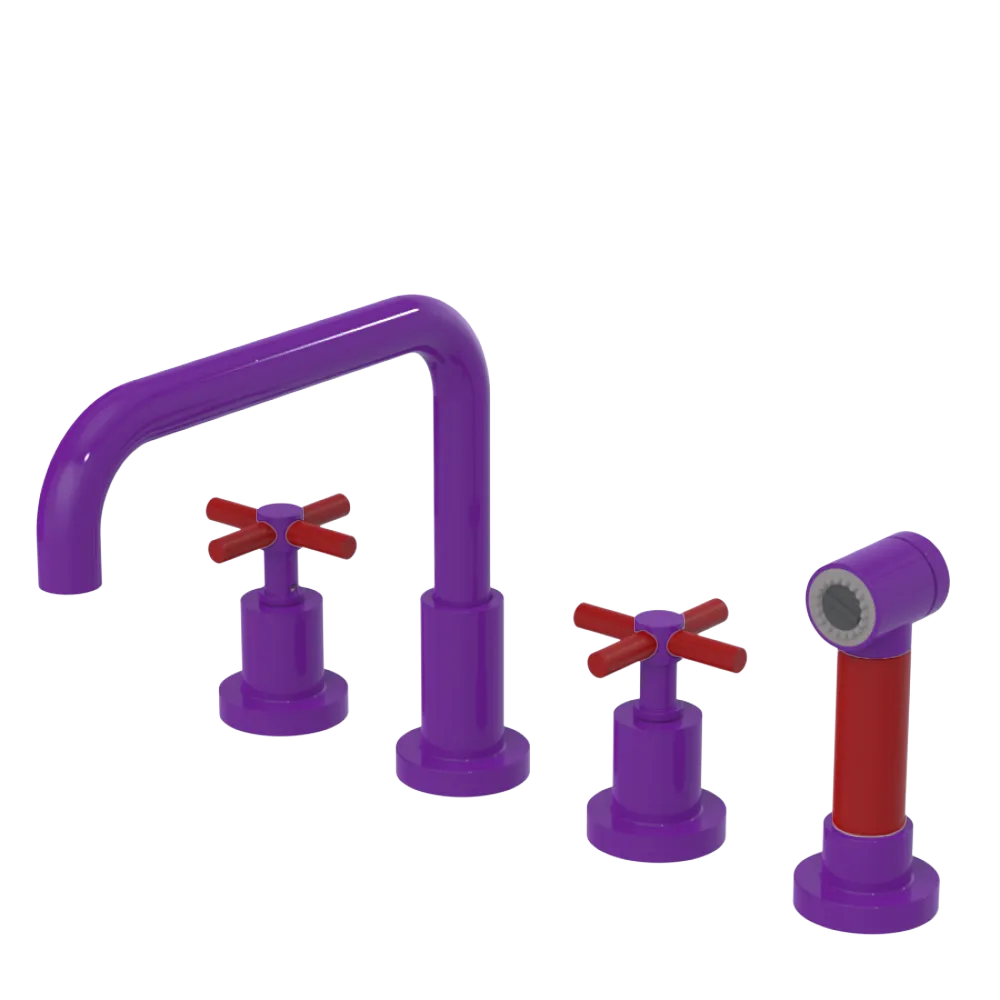 Rubinet Widespread Kitchen Set with Hand Spray Purple Haze