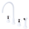 Rubinet Widespread Kitchen Set with LaSalle Spout with Hand Spray Matt White