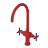 Rubinet Two Handle Single Hole Kitchen Set with LaSalle Spout Red
