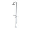 Rubinet Pressure Balance Outdoor Shower with Foot Rinse & 10" Shower Head (with shelf) - 304 Stainless Steel Chrome
