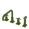 Rubinet Widespread Kitchen Set with Genesis Spout with Hand Spray Green Envy