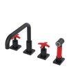 Rubinet Widespread Kitchen Set with Genesis Spout with Hand Spray Matt Black