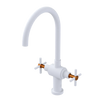 Rubinet Two Handle Single Hole Kitchen Set with LaSalle Spout Matt White