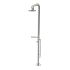 Rubinet Pressure Balance Outdoor Shower with Foot Rinse & 10" Shower Head (with shelf) - 304 Stainless Steel Polished Nickel