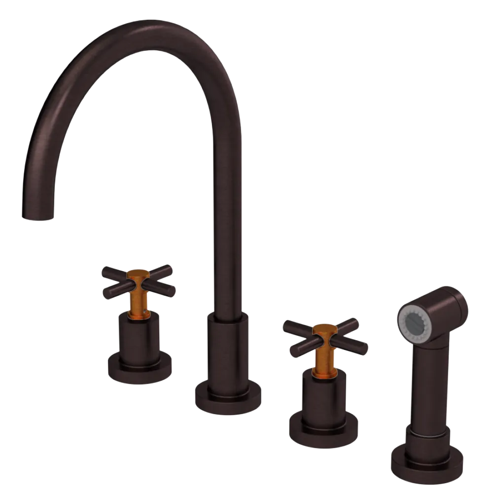 Rubinet Widespread Kitchen Set with LaSalle Spout with Hand Spray Oil Rubbed Bronze