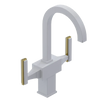 Rubinet Single Hole Dual Handle Lav. Set. (less drain) White
