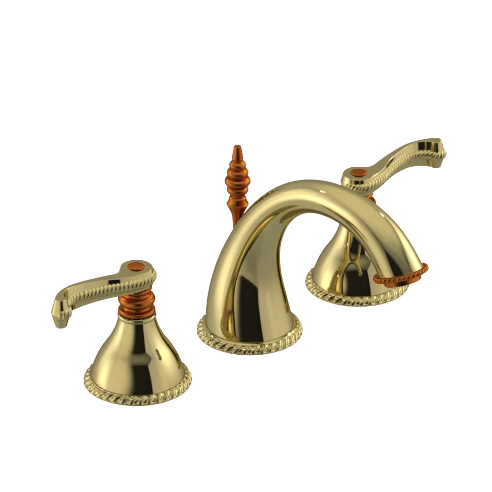 Rubinet Widespread Lav. Set. (less drain) Natural Brass