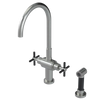 Rubinet Two Handle Single Hole Kitchen Set with LaSalle Spout with Hand Spray Satin Nickel