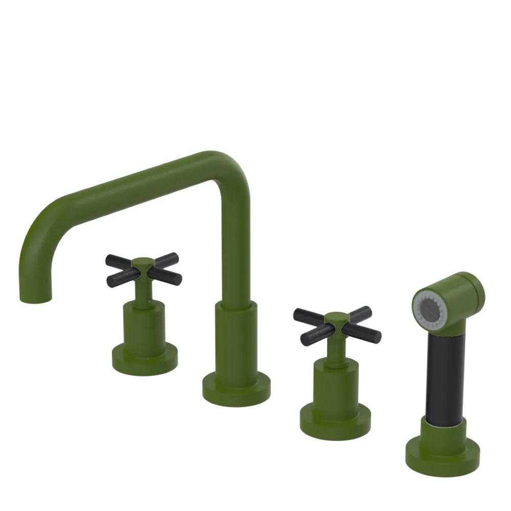 Rubinet Widespread Kitchen Set with Hand Spray Green Envy