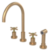 Rubinet Widespread Kitchen Set with LaSalle Spout with Hand Spray Satin Gold