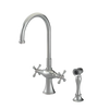 Rubinet Two Handle Single Hole Kitchen Set with Hand Spray Satin Nickel