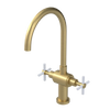 Rubinet Two Handle Single Hole Kitchen Set with LaSalle Spout Satin Brass