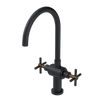 Rubinet Two Handle Single Hole Kitchen Set with LaSalle Spout Matt Black