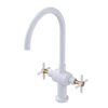 Rubinet Two Handle Single Hole Kitchen Set with LaSalle Spout White