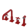 Rubinet Widespread Kitchen Set with Genesis Spout with Hand Spray Maroon