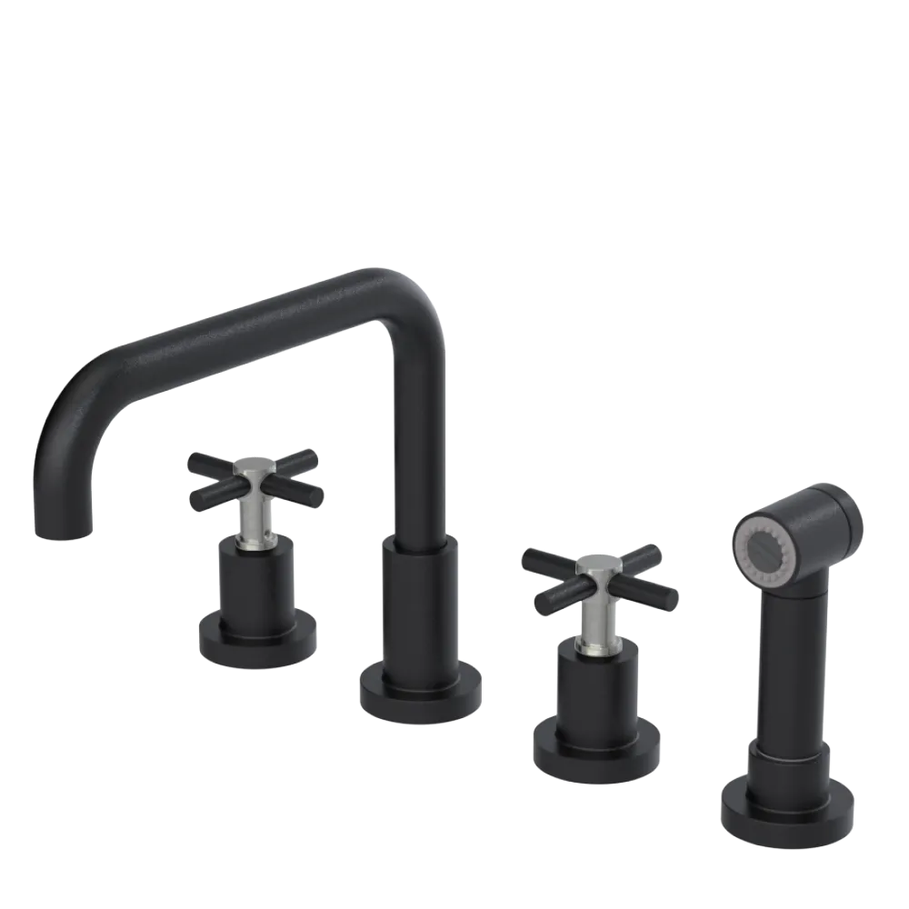 Rubinet Widespread Kitchen Set with Hand Spray Matt Black