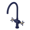 Rubinet Two Handle Single Hole Kitchen Set with LaSalle Spout Midnight Blue