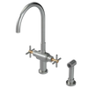 Rubinet Two Handle Single Hole Kitchen Set with LaSalle Spout with Hand Spray Satin Nickel