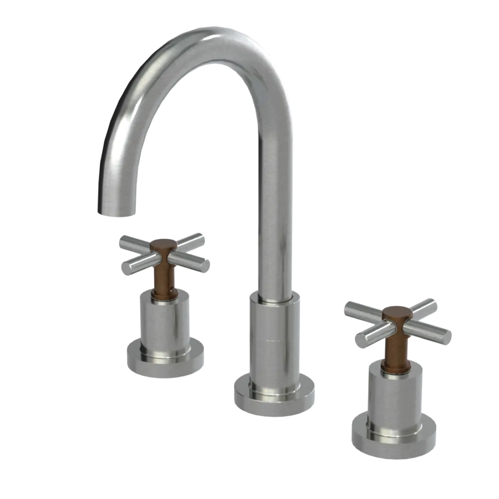 Rubinet Widespread Kitchen Set with LaSalle Spout Satin Nickel