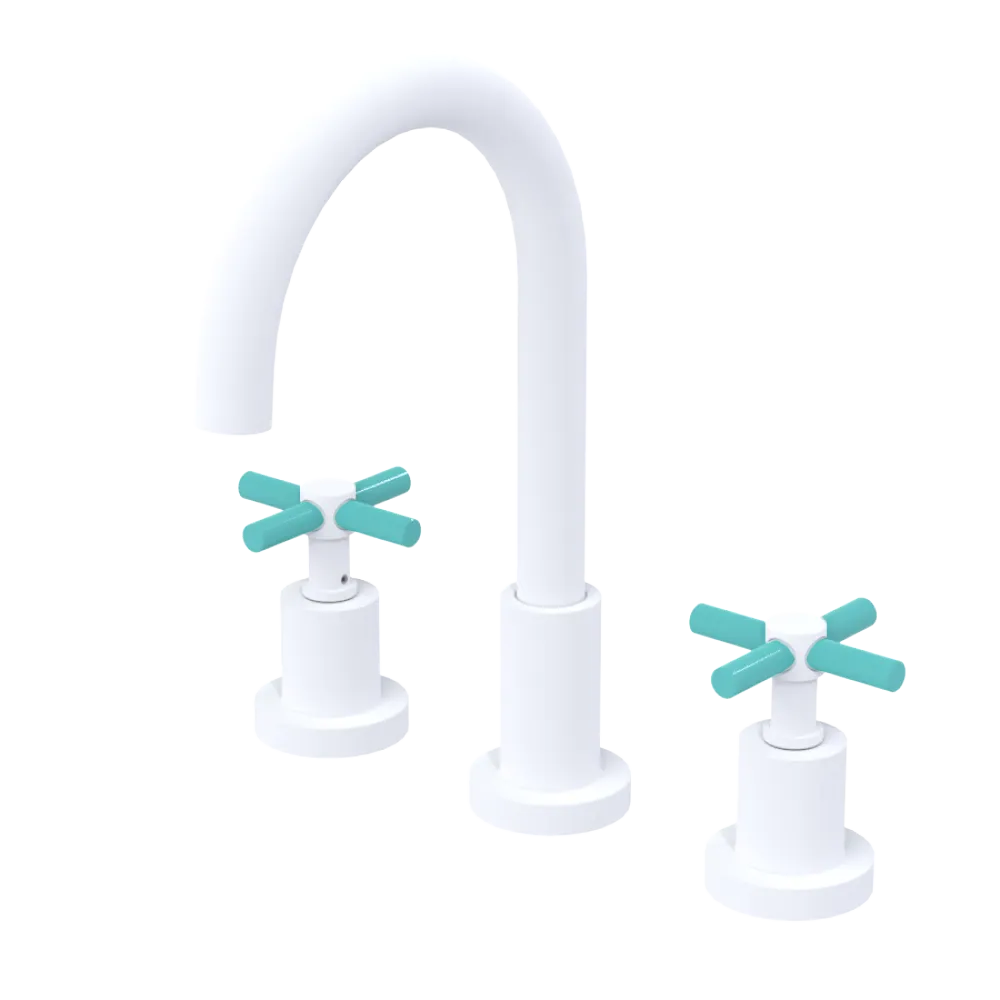 Rubinet Widespread Kitchen Set with LaSalle Spout Matt White