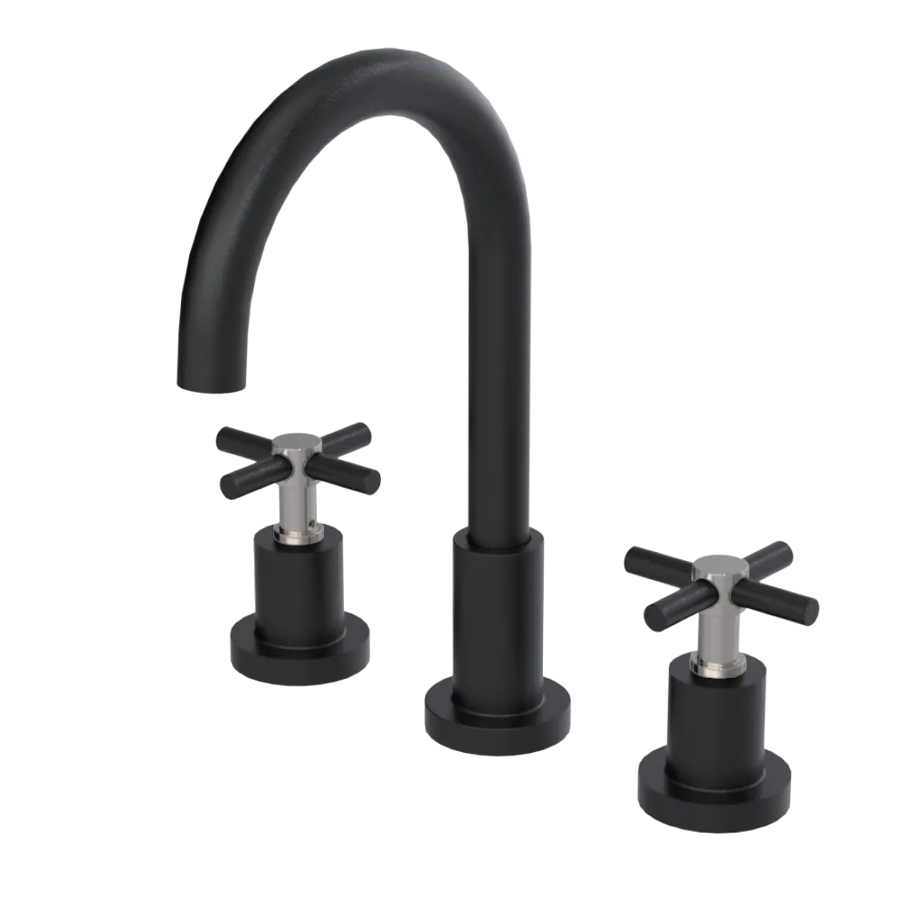 Rubinet Widespread Kitchen Set with LaSalle Spout Matt Black