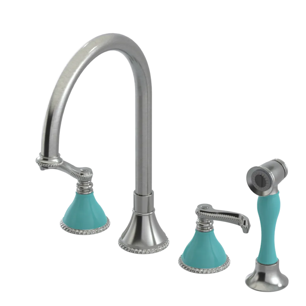 Rubinet Widespread Kitchen Set with Hand Spray Satin Nickel