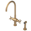Rubinet Two Handle Single Hole Kitchen Set with LaSalle Spout with Hand Spray Satin Gold