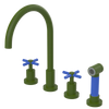 Rubinet Widespread Kitchen Set with LaSalle Spout with Hand Spray Green Envy