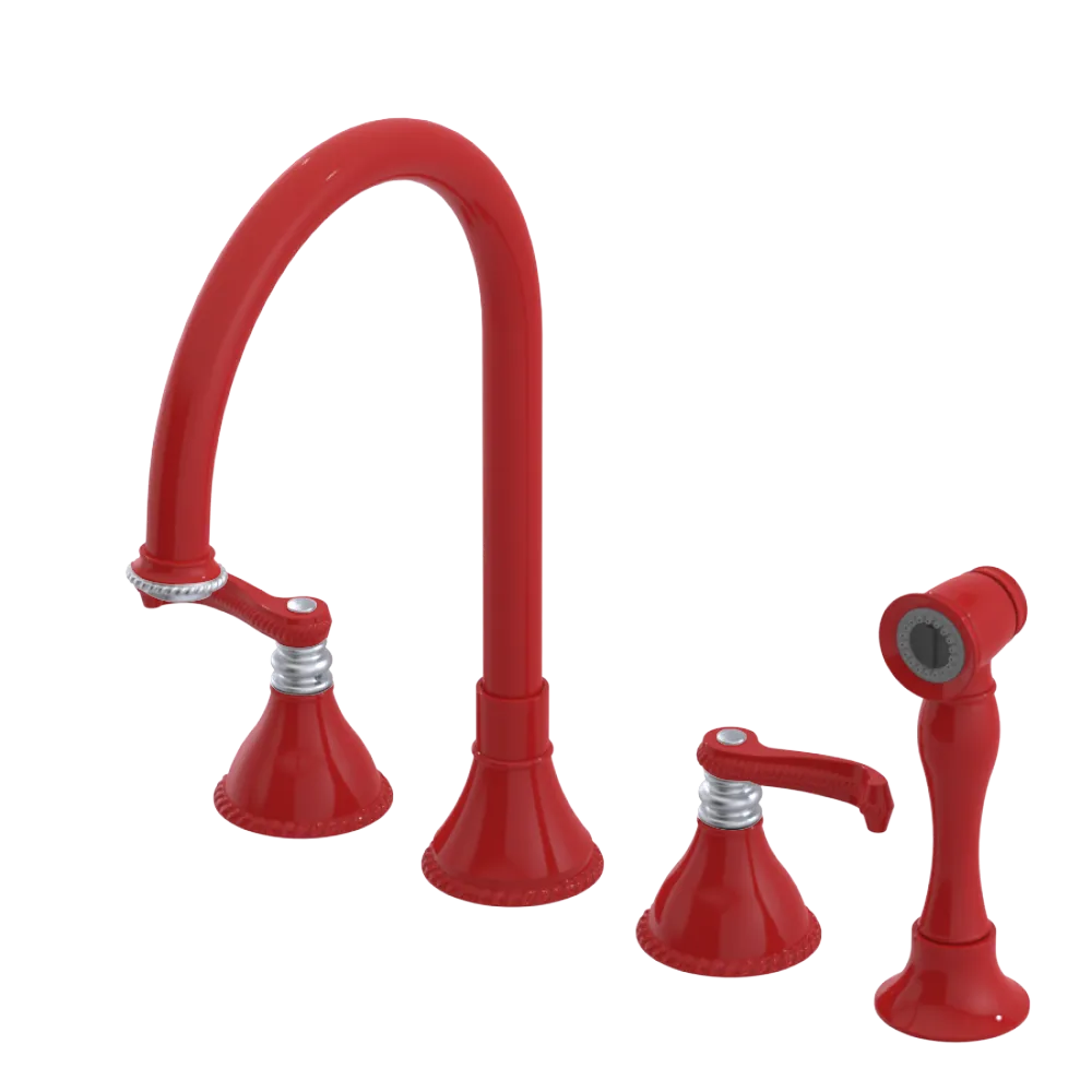 Rubinet Widespread Kitchen Set with Hand Spray Red