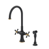 Rubinet Two Handle Single Hole Kitchen Set with Hand Spray Matt Black