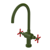 Rubinet Two Handle Single Hole Kitchen Set with LaSalle Spout Green Envy